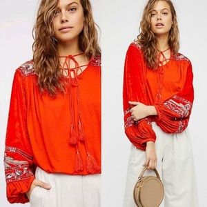 Free People Red Bohemian Top